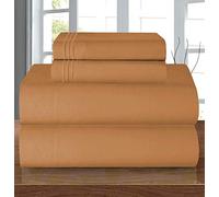 Elegant Comfort Parure de lit 4 pièces en microfibre de qualité hôtelière 1500, infroissable, drap-housse avec élastique tout autour, poche profonde jusqu'à 40,6 cm, très grand lit californien, marron