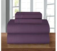 Elegant Comfort Parure de lit 4 pièces en Microfibre de qualité hôtelière 1500, Infroissable, Drap-Housse avec élastique Tout Autour, Poche Profonde jusqu'à 40,6 cm, lit Simple/lit Simple XL, Violet