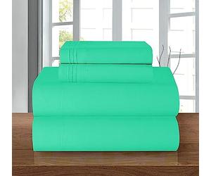 Elegant Comfort Parure de lit 4 pièces en Microfibre de qualité hôtelière 1500, Infroissable, Drap-Housse avec élastique Tout Autour, Poche Profonde jusqu'à 40,6 cm, lit Double, Bleu Sarcelle Paradis