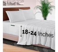 Elegant Comfort Parure de lit 4 pièces - Literie de luxe en microfibre 1500 de qualité hôtelière de qualité supérieure, élastique tout autour de 45,7 à 61 cm de profondeur, draps à poches très