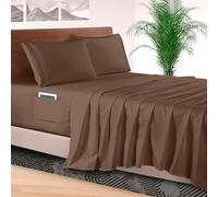 Elegant Comfort Parure de lit 4 pièces raffinées, Microfibre 1 500 Fils/cm² qualité hôtel, Drap-Housse élastique à Bonnets Extra Profonds 46-61 cm, TwinSize/Twin Size XL, Marron