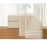 Elegant Comfort Parure de lit 4 pièces raffinées, Microfibre 1 500 Fils/cm² qualité hôtel, résistante aux Plis, fraîche et perméable à l'air, Drap-Housse élastique Facile, Queen Size, Beige crème