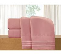 Elegant Comfort Parure de lit 4 pièces de Luxe - Microfibre de qualité hôtelière 1500 de qualité hôtelière Premium, Infroissable, fraîche et Respirante, Ajustement élastique Facile, très Grand lit,