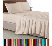 Elegant Comfort Parure de lit 4 pièces raffinées, Microfibre 1 500 Fils/cm² qualité hôtel, résistante aux Plis, fraîche et perméable à l'air, Drap-Housse élastique Facile, Queen Size, Beige crème