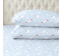 Elegant Comfort Parure de lit 4 pièces Ultra Douce en 100% Flanelle de Coton Turc de qualité supérieure - Draps en Flanelle Chauds et Confortables thème Noël avec Drap-Housse à Large Rabat - Lit