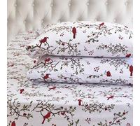 Elegant Comfort Parure de lit 4 pièces Ultra Douce en 100% Flanelle de Coton Turc de qualité supérieure - Draps en Flanelle Chauds et Confortables thème Noël avec Drap-Housse à Large Rabat - Lit