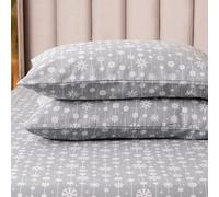 Elegant Comfort Parure de lit 4 pièces Ultra Douce en 100% Flanelle de Coton Turc de qualité supérieure - Draps en Flanelle Chauds et Confortables thème Noël avec Drap-Housse à Large Rabat - Lit