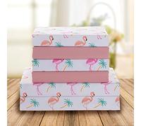 Elegant Comfort Parure de lit 4 pièces Ultra Douce en Microfibre brossée Double - Beaux Motifs tropicaux et Couleurs Unies Vives - Flamant Rose, lit Simple