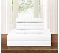 Elegant Comfort Parure de lit 6 pièces Douce de 1 500 Fils, de qualité hôtelière, Infroissable et Anti-décoloration, Drap-Housse élastique à Bonnet Profond, King Size californienne, Blanc