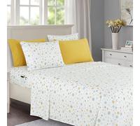 Elegant Comfort Parure de lit 6 pièces Douce en Microfibre de qualité hôtelière 1500, Douce, résistante aux Plis et à la décoloration, Motif Vacances 1500, Flocon de Neige doré