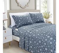 Elegant Comfort Parure de lit 6 pièces Douce en Microfibre de qualité hôtelière 1500, Douce, résistante aux Plis et à la décoloration (Motif Vacances 1500), Grand lit, Gris