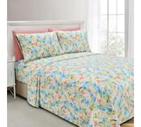 Elegant Comfort Parure de lit 6 pièces Douce et Confortable, en Microfibre de qualité hôtelière 1500, Poche Profonde, Infroissable, à Motif Floral Magnolia, pour très Grand lit californien, Magnolia