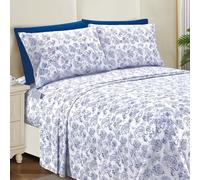 Elegant Comfort Parure de lit 6 pièces Douce et Confortable, en Microfibre de qualité hôtelière 1500, Poche Profonde et Infroissable, à Motif Cachemire, pour lit Double, Indigo Cachemire