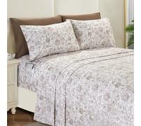 Elegant Comfort Parure de lit 6 pièces Douce et Confortable, en Microfibre de qualité hôtelière, 600 Fils/cm², Infroissable, avec Bonnets Profonds, pour King Size californien, Motif Cachemire Taupe