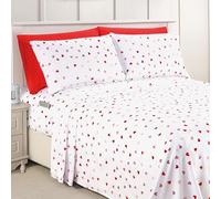 Elegant Comfort Parure de lit 6 pièces, Douce et Confortable, en Microfibre de qualité hôtelière, 600 Fils/cm², Infroissable, Bonnets Profonds, pour lit King Size, Motif cœur, Valentina