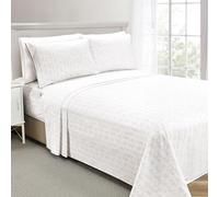 Elegant Comfort Parure de lit 6 pièces Douce et Confortable, en Microfibre de qualité hôtelière, 600 Fils/cm², Infroissable, avec Bonnets Profonds, pour lit Queen Size, Motif Vagues, Beige