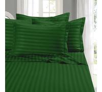Elegant Comfort Parure de lit 6 pièces, Douce et Confortable, en Microfibre de qualité hôtelière, 600 Fils/cm², Infroissable, Bonnets Profonds, pour lit Deux Places, Rayures damassées, Vert Chasseur