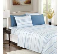 Elegant Comfort Parure de lit 6 pièces, Douce et Confortable, en Microfibre de qualité hôtelière, 600 Fils/cm², Infroissable, Bonnets Profonds, King Size californien, Motif Floral, Bleu Ciel Traci