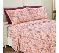 Elegant Comfort Parure de lit 6 pièces Douce et Confortable - Microfibre de qualité hôtelière 1500, Poche Profonde et Infroissable - Très Grand lit - Corail Cachemire