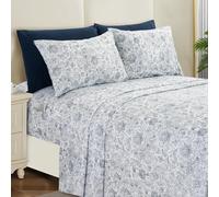 Elegant Comfort Parure de lit 6 pièces Douce et Confortable - Microfibre de qualité hôtelière 1500, Poche Profonde et Infroissable, à Motif Cachemire, pour lit Double, Bleu Marine