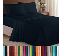 Elegant Comfort Parure de lit Confortable avec élastique Tout Autour, Poche Profonde jusqu'à 40,6 cm, Microfibre, Noir, très Grand lit