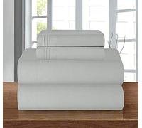 Elegant Comfort Parure de lit Confortable - Drap-Housse élastique Tout Autour - Poche Profonde jusqu'à 40,6 cm - Microfibre - Gris argenté - Queen Size