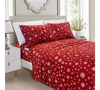 Elegant Comfort Parure de lit Douce 4 pièces en Microfibre de qualité hôtelière 1500, Douce, résistante aux Plis et à la décoloration (4 pièces) - Lit Simple XL - Flocon de Neige - Bordeaux