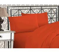 Elegant Comfort Parure de lit Douce de 4 pièces à Contexture de 1500 Fils avec Broderie à Trois Lignes, résistante aux Plis et à la décoloration, pour très Grand lit, Rouille