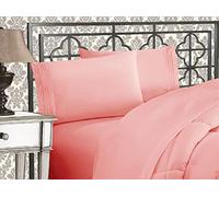 Elegant Comfort Parure de lit Douce de 4 pièces à Contexture de 1500 Fils avec Broderie à Trois Lignes, résistante aux Plis et à la décoloration, pour lit Double, Rose poudré