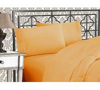 Elegant Comfort Parure de lit Douce de 4 pièces à Contexture de 1500 Fils avec Broderie à Trois Lignes, résistante aux Plis et à la décoloration, pour lit Simple/Simple XL, Camel-Or