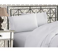 Elegant Comfort Parure de lit Douce de 4 pièces en Microfibre de qualité hôtelière 1500 avec Broderie à Trois Lignes, résistante aux Plis et à la décoloration, pour très Grand lit, Blanc