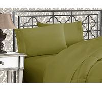 Elegant Comfort Parure de lit Douce de 4 pièces en Microfibre de qualité hôtelière 1500 avec Broderie à Trois Lignes, résistante aux Plis et à la décoloration, pour lit Simple/lit Simple XL, Vert