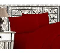 Elegant Comfort Parure de lit Douce de 4 pièces en Microfibre de qualité hôtelière 1500 avec Broderie à Trois Lignes, résistante aux Plis et à la décoloration, pour lit Simple/lit Simple XL, Bordeaux