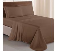 Elegant Comfort Parure de lit Douce de 4 pièces en Microfibre de qualité hôtelière 1500 avec Broderie à Trois Lignes, résistante aux Plis et à la décoloration, pour lit Simple/lit Simple XL, Taupe