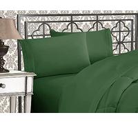 Elegant Comfort Parure de lit Douce de 4 pièces en Microfibre de qualité hôtelière 1500 Fils avec Broderie à Trois Lignes, Anti-Plis et Anti-décoloration, King-Size, Vert Chasseur
