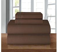 Elegant Comfort Parure de lit Infroissable, Confortable, avec Drap-Housse élastique Tout Autour, Poche Profonde jusqu'à 40,6 cm, Microfibre, Marron Chocolat, Grand lit