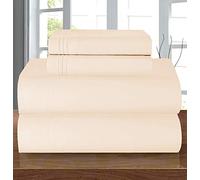 Elegant Comfort Parure de lit Luxueuse et Douce de qualité égyptienne 1500 Fils - 4 pièces - Résistant aux Plis et à la décoloration - Poche Profonde jusqu'à 40,6 cm - King Size - Crème