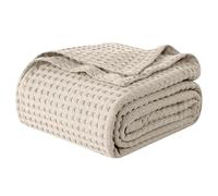 Elegant Comfort Premium 100% Cotton Waffle Blanket - Lightweight Breathable Waffle Weave Bed Blanket - Soft and Warm All Season Blanket for Couch, Sofa and Bed, King Size 90x108 inches, Linen