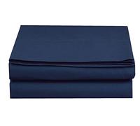 Elegant Comfort Premium Hotel Quality, 1-Piece Flat Sheet, Luxury and Softest Drap Plat Infroissable Anti-Taches 100% hypoallergénique, Microfibre, Bleu Marine, Queen Size