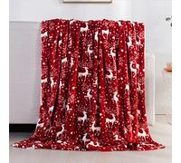 Elegant Comfort Velvet Touch Couverture polaire imprimée ultra pelucheuse pour Noël - 127 x 152,4 cm, (étoiles de renne), 127 x 152,4 cm