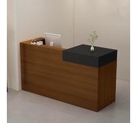 Élégant comptoir de réception en bois avec tiroir verrouillable, station de caisse enregistreuse compacte pour minimalistes et magasins de vêtements (teck + noir, 100 cm)