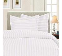 Élégant Confort® Rides et résistant à la décoloration 1500 Fils - Damas Rayures égyptien de qualité Luxueux Doux comme de la Soie 3PC Ensemble de Housse de Couette, King/Cal-King, Blanc