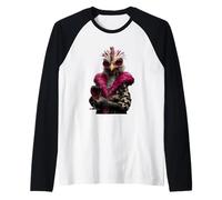 Élégant Coq Portrait Mode Oiseau vin Rouge Graphique drôle Manche Raglan