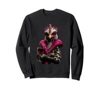 Élégant Coq Portrait Mode Oiseau vin Rouge Graphique drôle Sweatshirt