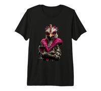 Élégant Coq Portrait Mode Oiseau vin Rouge Graphique drôle T-Shirt Haut de Gamme