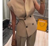 Élégant costume de bureau deux pièces, style vintage, comprenant un gilet et une veste, pour les déplacements professionnels et une tenue de tous les jours L,M,S,XSTissu tissé