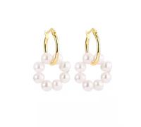 Élégant Couronne D'eau Douce Perle Boucles D'oreilles, Ton Or Cuivre Dainty Perle Cercle Boucles D'oreilles pour Nuptiale Casual Party