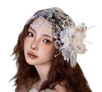 Élégant couvre-chef en dentelle avec voile de princesse pour concours de beauté, bal de fin d'année, spectacles, fleurs pour robe de soirée