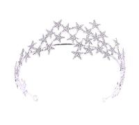 Elegant CrowEuropeaBrides Diadème en forme d'étoile Corbeau avec strass pour mariée, couronne de perles de soirée, taille : 34 x 6 cm, Wh (blanc 34 x 6 cm)