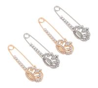 Elegant Crystal Crown 4pcs Rhinestone Fashion Women's Sock Brooch Charms Safety Pins for Cardigans Lapel p